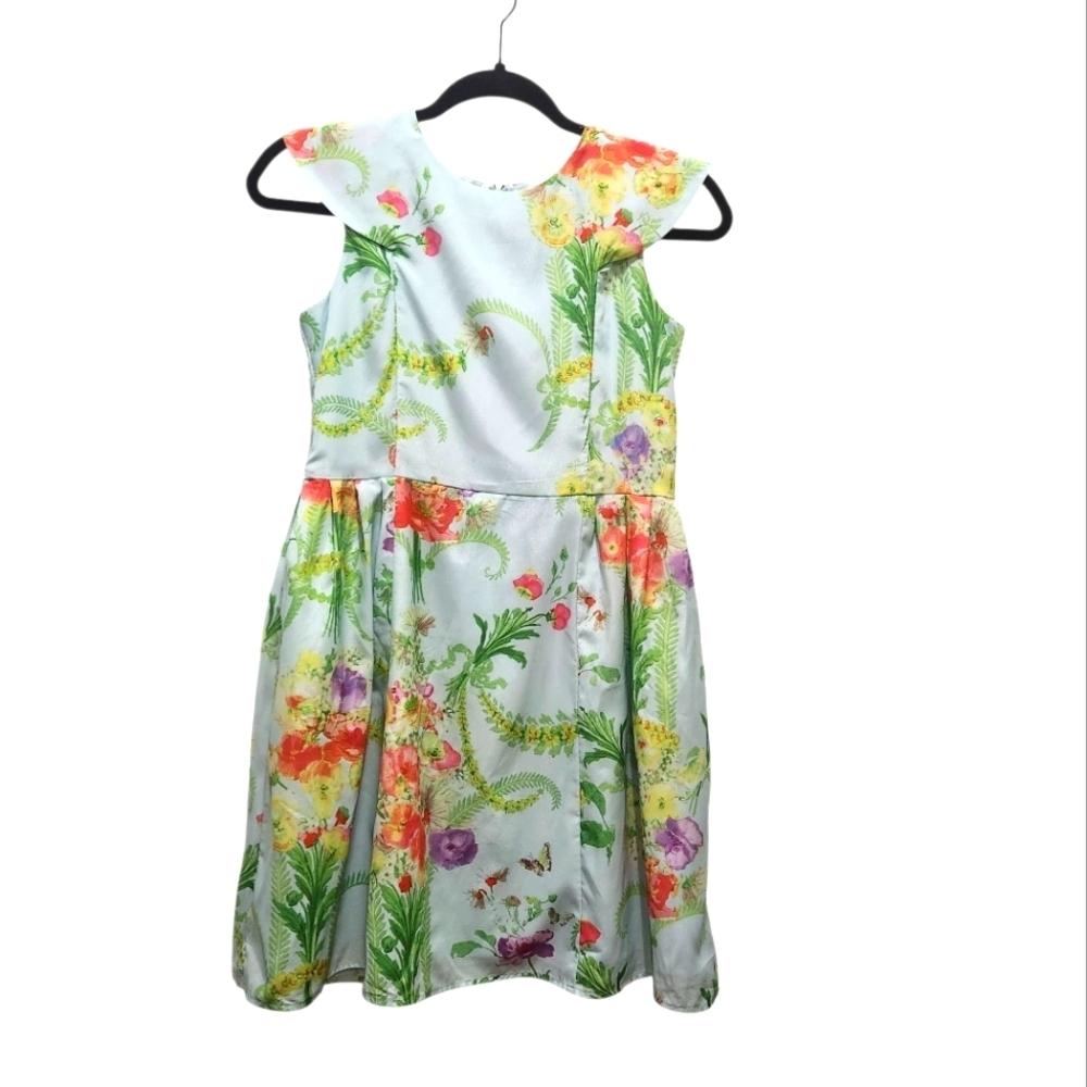 Baker By Ted Baker Girls Chadie Wallpaper Floral Dress Size 14 School Party **